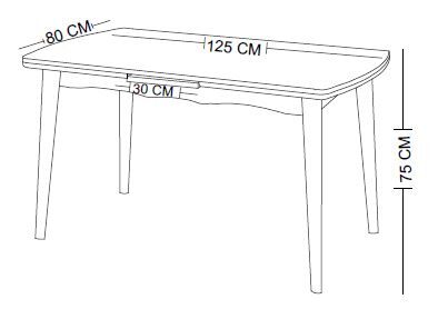 EKOL Walnut 125x80x75 Açılabiir MDF Mutfak Masası - 6